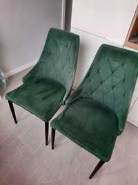 Krzesła tapicerowane Velvet welur butelkowa zieleń zielone 2 szt