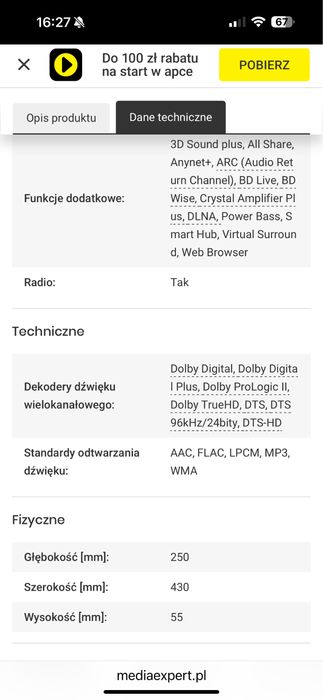Kino domowe samsung HT -F5550