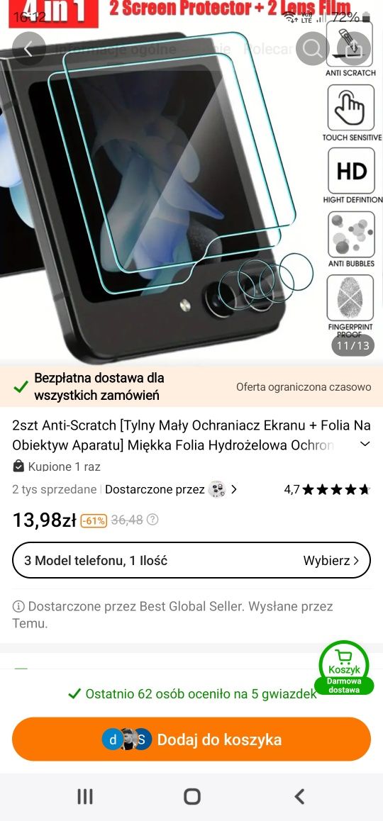 Samsung Galaxy Flip Z 5 Etui Szkło