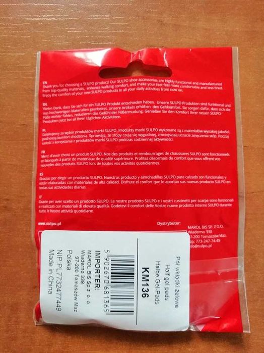 Pół wkładki żelowe do butów na obcasie. Zapobiegają zsuwaniu się stopy