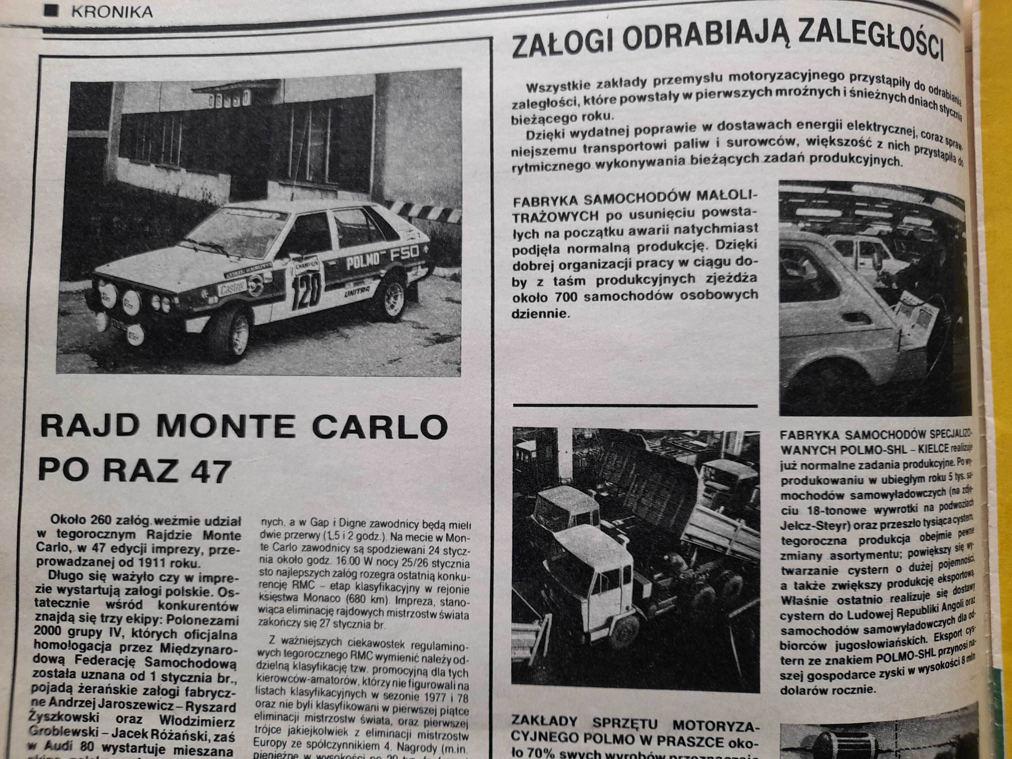 MOTOR nr 3-4/1979 Peugeot 104, Monte Carlo i in, pamiątka z PRL