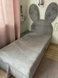 Tapczan dziecięcy bunny kroliczek szary 180x90