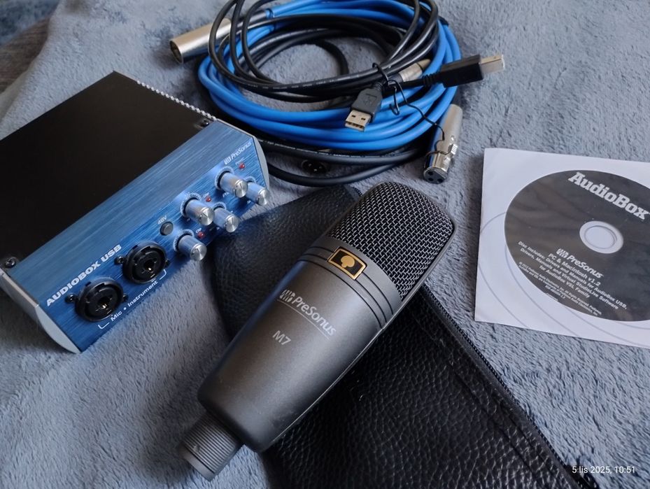 Zestaw  domowe studio nagraniowe mikrofon interfejs Presonus Audiobox