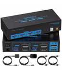 VPFCT KVM-перемикач на 2 монітори з 2 ПК USB 3.0 HDMI-сумісний 4K60Hz