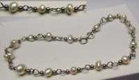 Delikatna srebrna bransoletka z perłami ręcznie wykonana 20 cm.