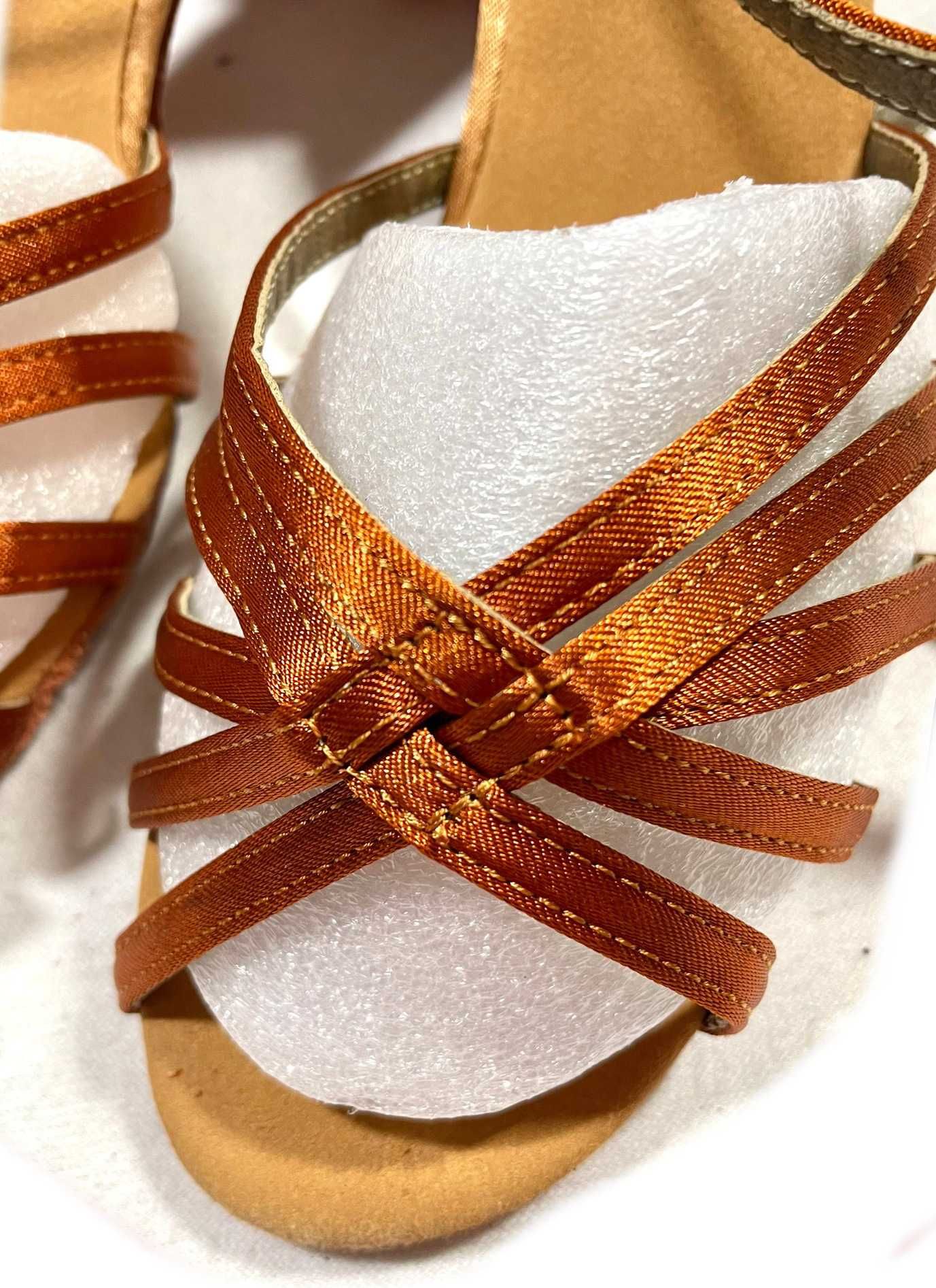 nowe Latino buty do tańca 39 karmel 7 cm plecione
