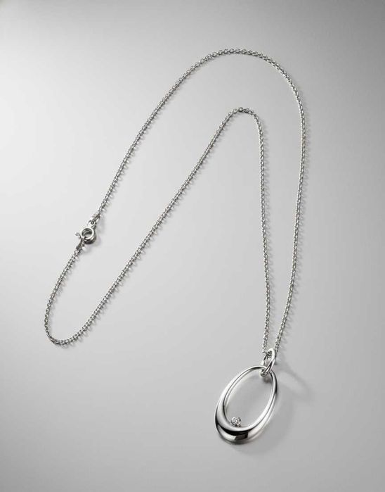 Naszyjnik Elle Jewellery  z owalną zawieszką i rubinem, palladowany