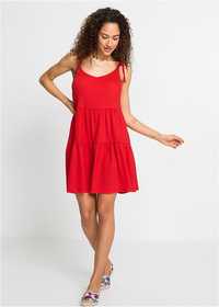 B.P.C sukienka letnia czerwona falbanki 32/34.