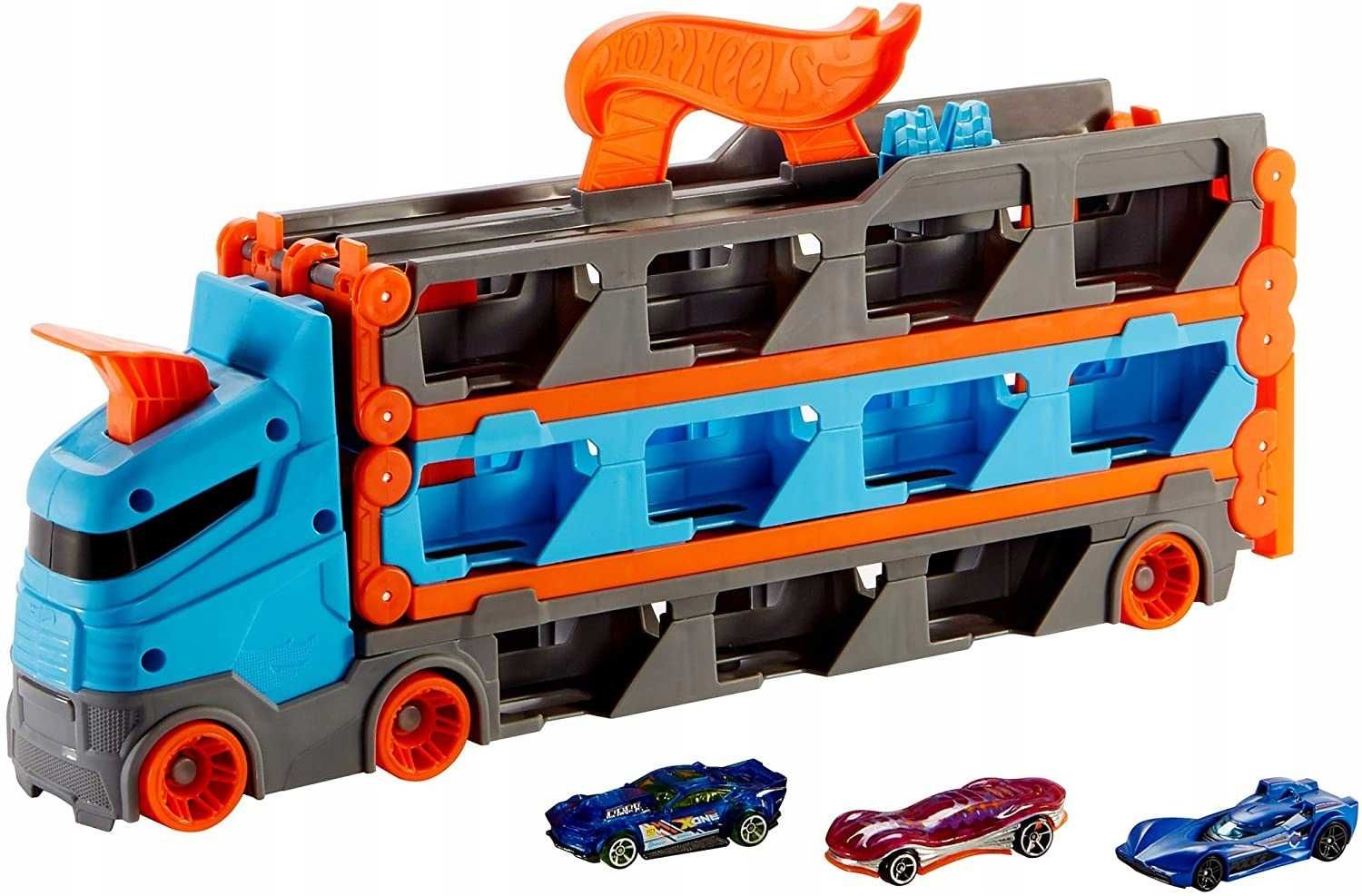 HOT WHEELS Transporter Autek Tpry Wyścigowe +3auta + GRATIS