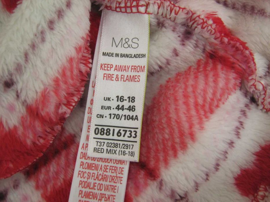 Szlafrok w kratkę i serduszka M&S kieszonki rozm 40