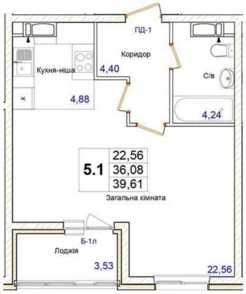 Без комиссии! Продам 1 ком.кв. ул.Пригородная 26А ЖК Одеський бульвар