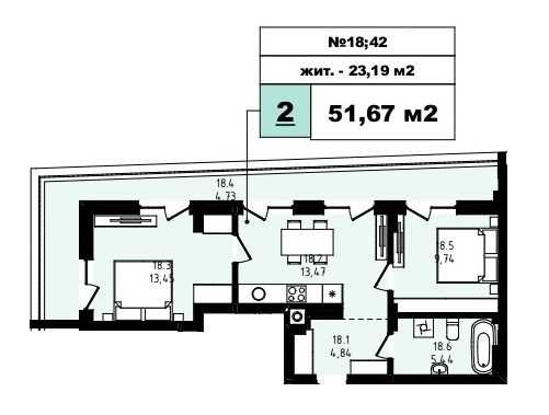 Продаж 2 кім.квартири з терасою в новобудові Чорновола 10, Городок