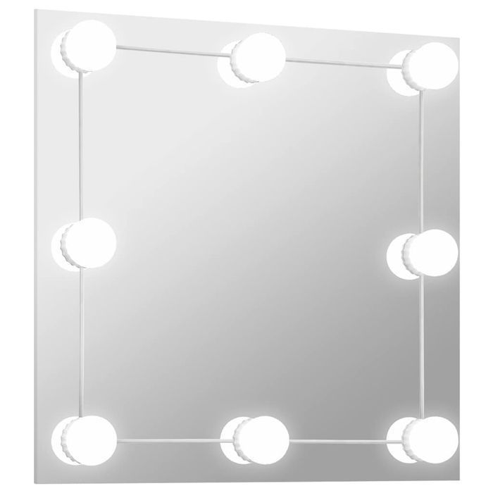 Vidaxl Lustro Ścienne Z Lampkami Led, Kwadratowe, Szklane