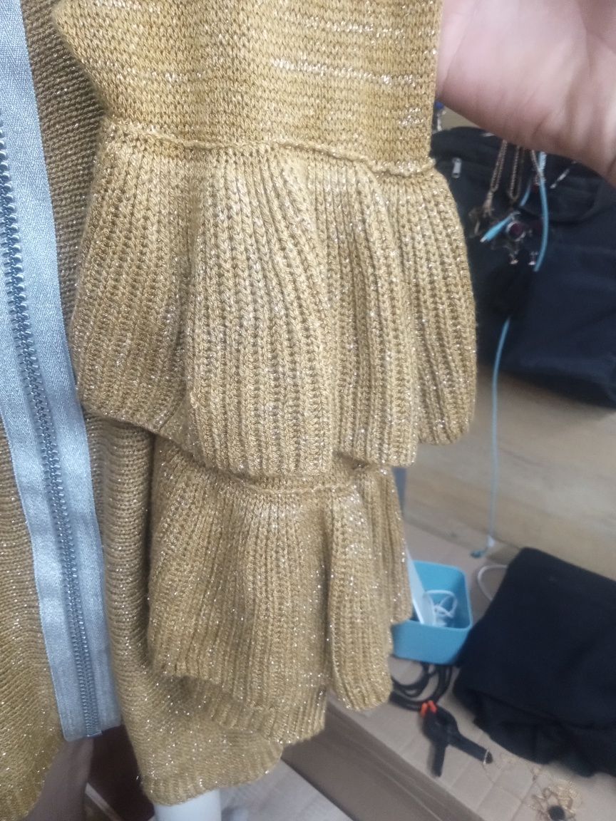 Sweter ARGENTO włoski z metaliczną nitką i zamykaniem na suwak plecach