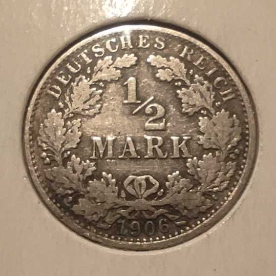 Monety srebrne Niemcy 1/2 marki 2 sztuki 1905-06 srebro ag