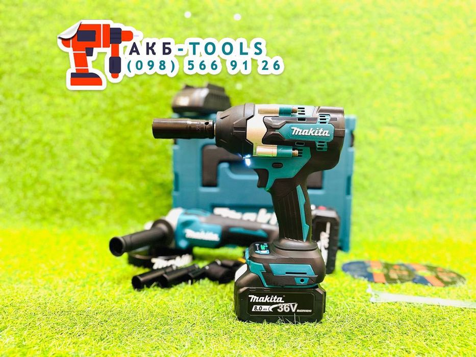 2в1 Makita Акумуляторна Болгарка 1200Вт + Гайковерт 800Nm Макіта 36V8A