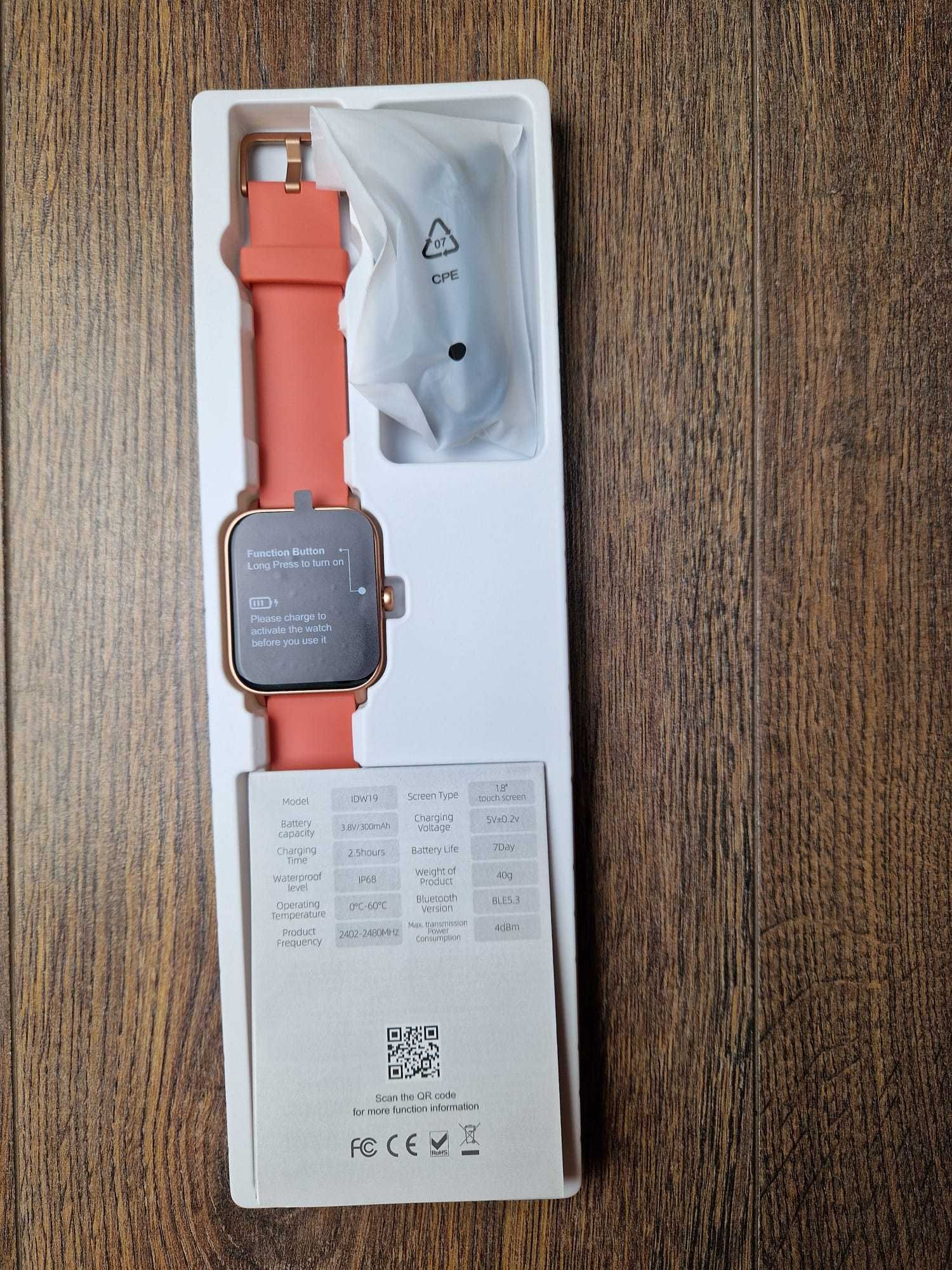 Smartwatch Toobur IDW19 – czerwony (odcień koralowy), polskie menu