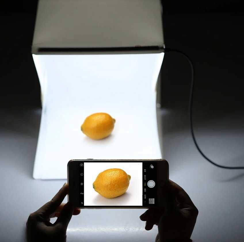 Фотобокс 20х20 см, Лайтбокс с LED подсветкой для предметной съемки