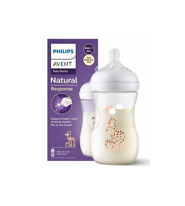 Philips Avent Natural Smoczki Poziom3 Response Żyrafa 260ml *NOWE*