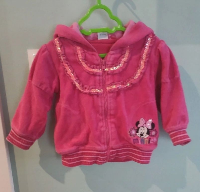 Bluza welurowa z Myszką Minnie cekiny 6-9m z metki.