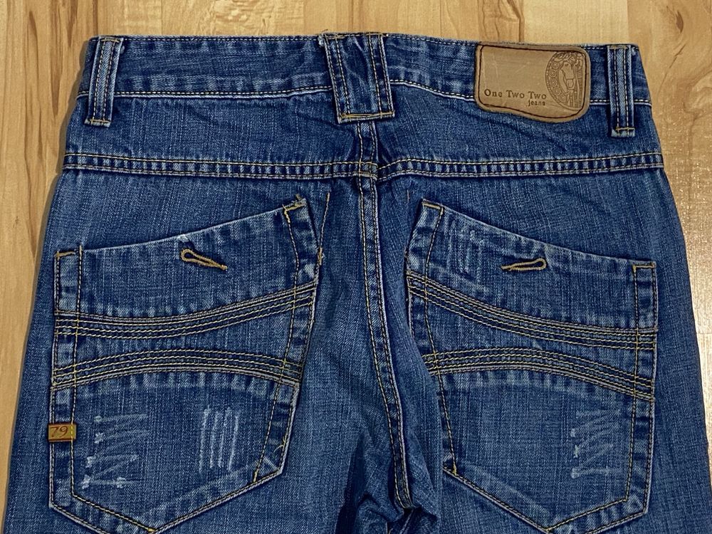 One Two Two S W30 męskie  spodnie niebieskie jeansy pas78cm Vintage