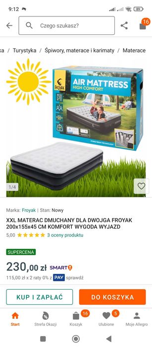 Materac samo pompujący