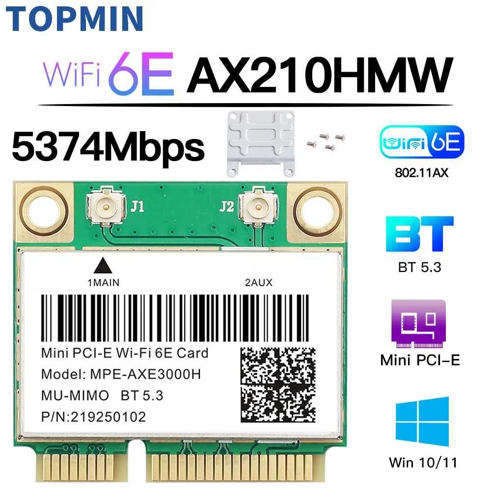 Mini pci-e karta sieciowa Wi-Fi Bluetooth 5.3 WiFi 6E AX210HMW