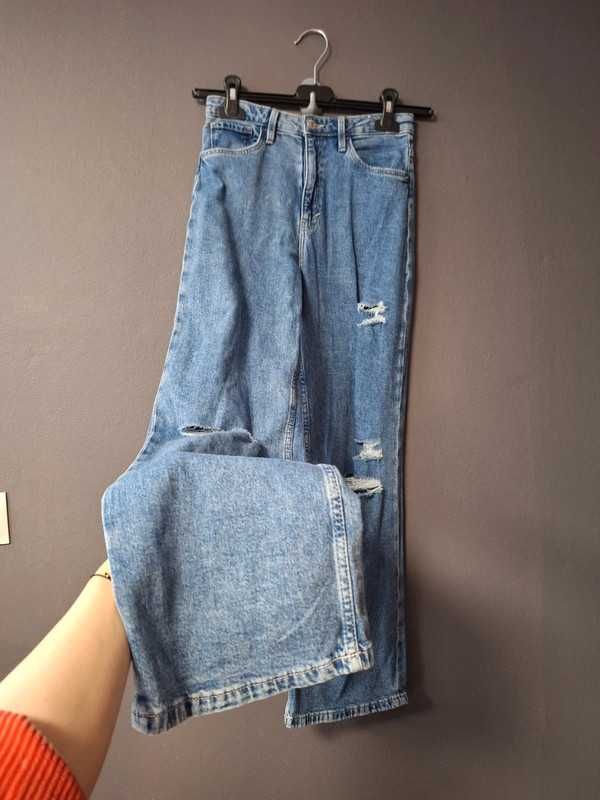 Jeansy bawełna H&M szerokimi nogawkami dla dziewczynki 11-12 lat 152cm