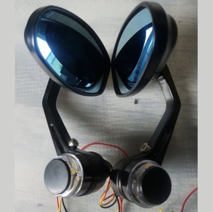 Espelhos ovais em alumínio com piscas LED de guiador