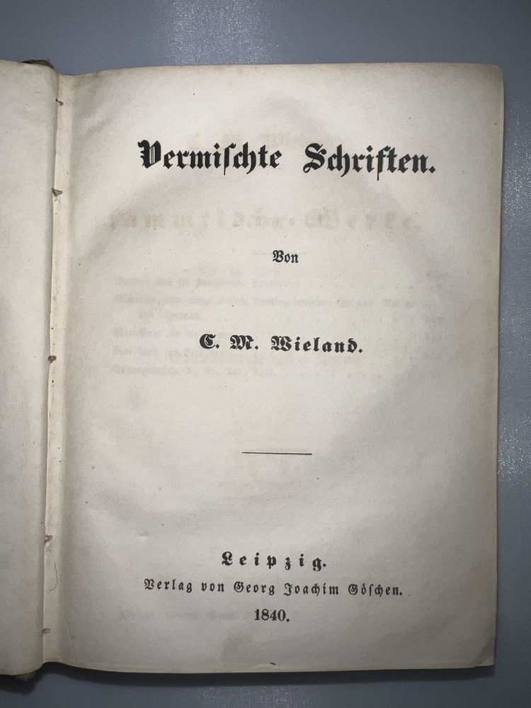 Stara książka niemiecka 1840r. Wielands