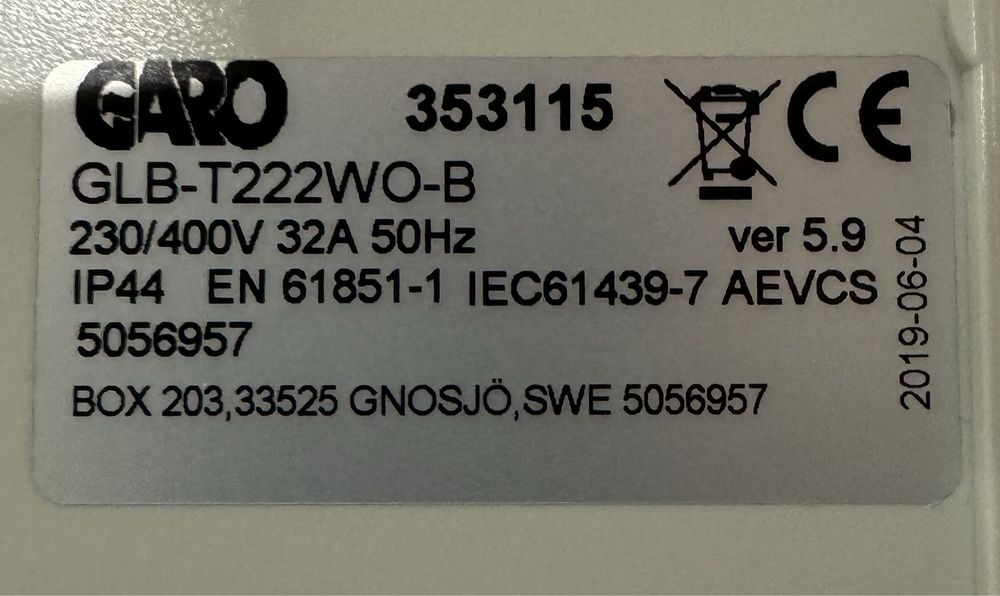 Ładowarka do aut elektrycznych Wallbox Garo GLB-T222WO-B