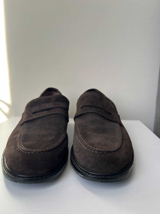 Чоловічі шоколадні замшеві лофери шкіряні туфлі шкіра лофери мокасіни