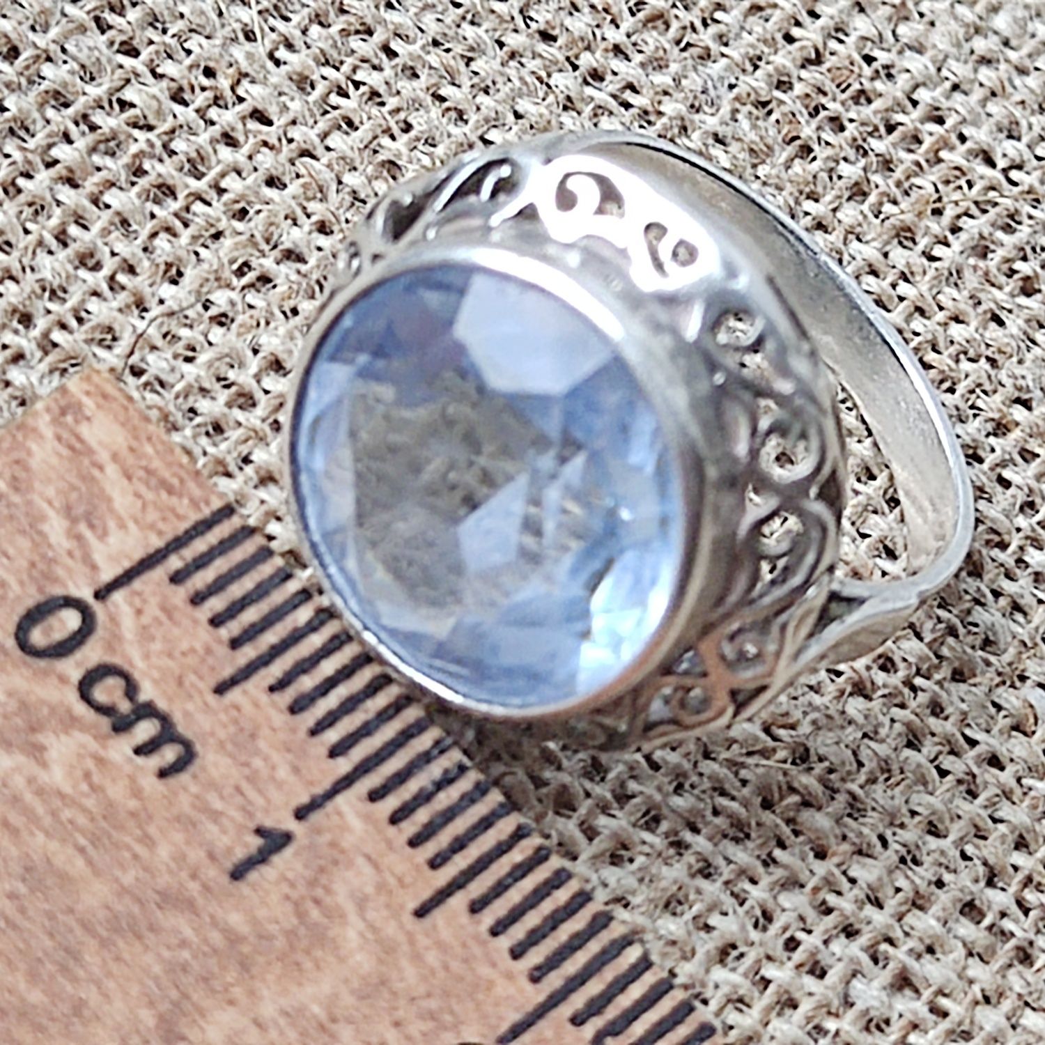 WarMet koronka akwamaryn próby stary  pierścionek  vintage