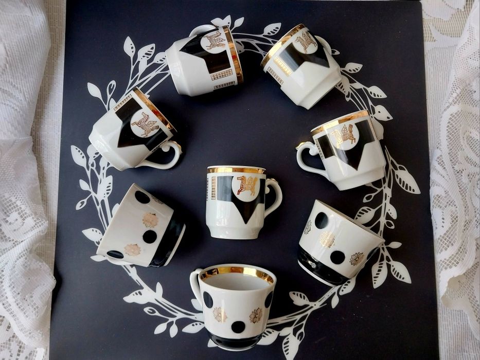 Чорно-біла порцеляна широка полоса позолоти Суми Городниця Вербілки