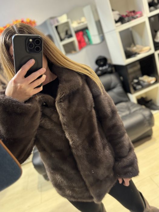 Норкова шуба люкс якість колір капучино
