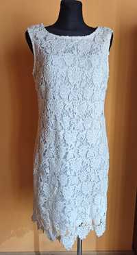 Piękna biała sukienka koronkowa r.38