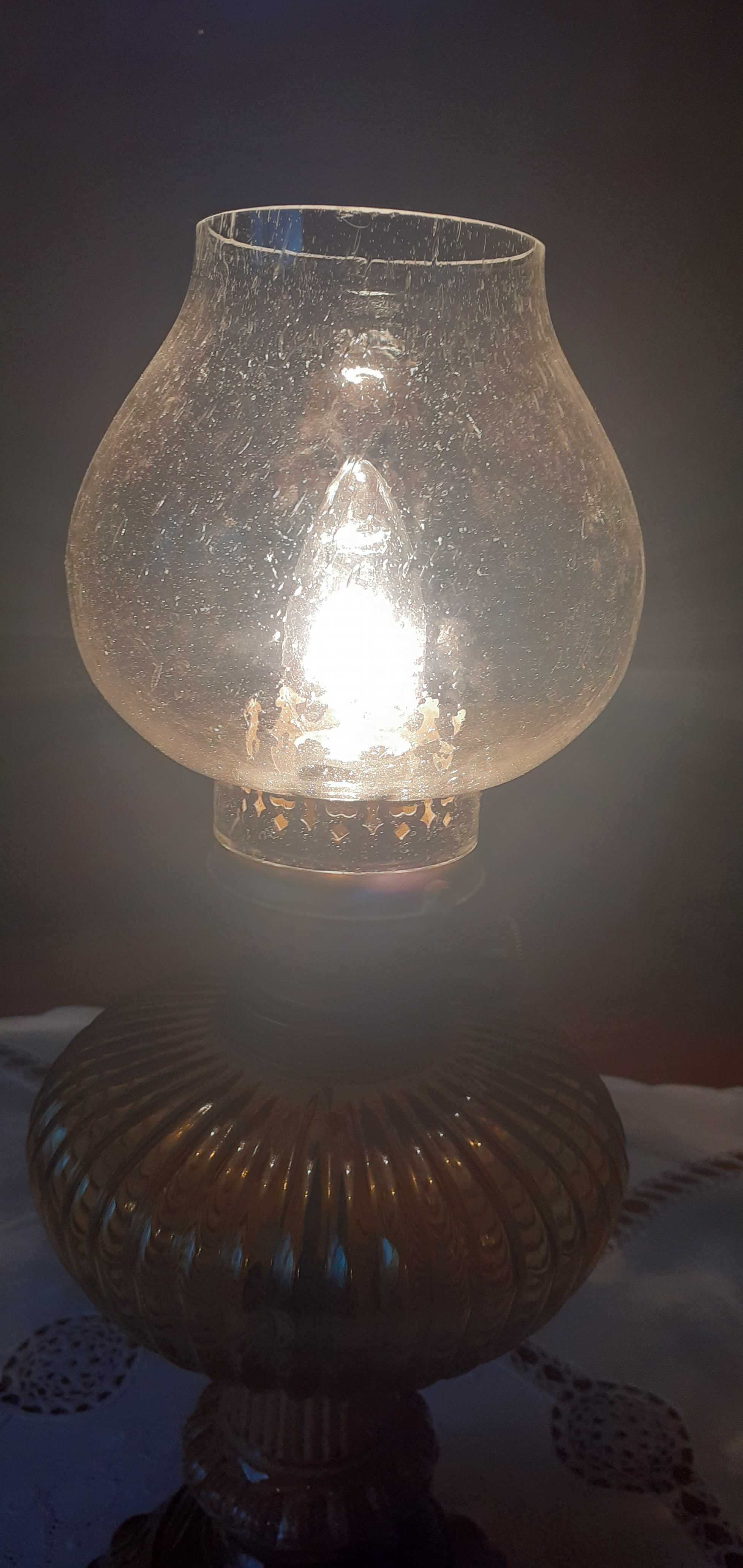 Lampa stołowa naftowa elektryczna ceramika szkło