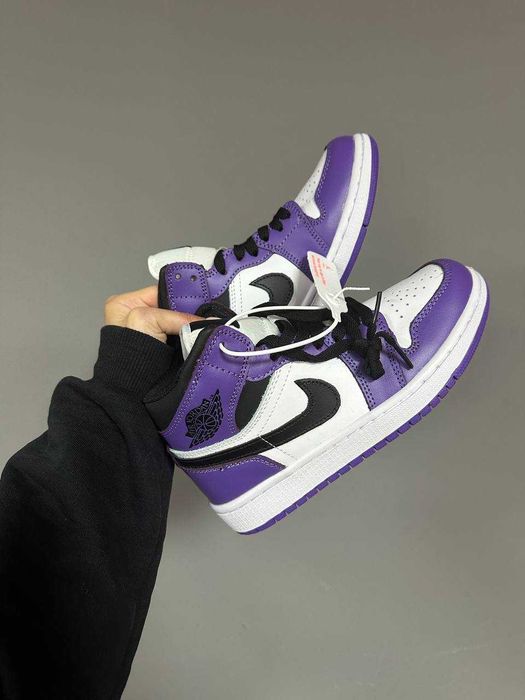Кросівки зимові Nike Air Jordan 1 High Purple premium з хутром