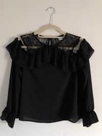 Czarna bluzka z koronkową górą 34 H&M