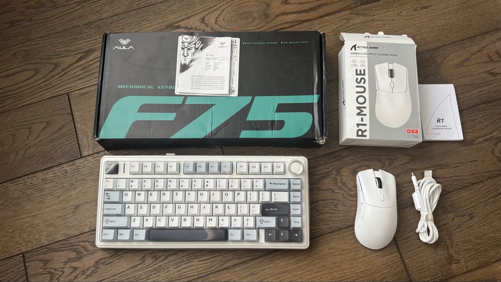 Клавіатура механічна AULA F75 , ігрова мишка Attack Shark R1