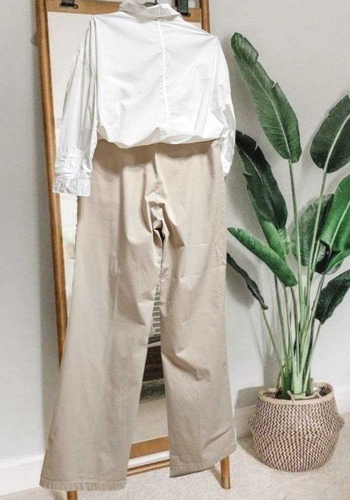 Котоновые широкие брюки плаццо бежевые Maine New England