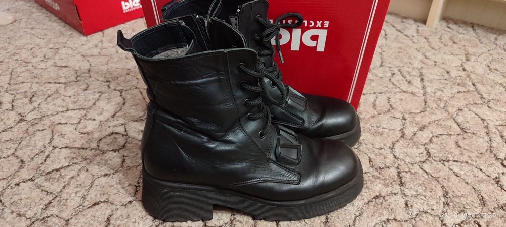 Зимние сапоги, кожа