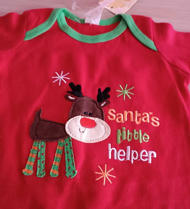 Świąteczny Bawełniany pajac pajacyk BABY  na ok 3 miesiące