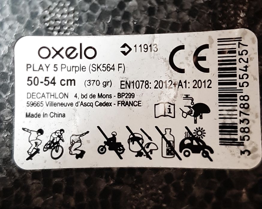 Kask dziecięcy Oxelo fioletowy 50-54cm