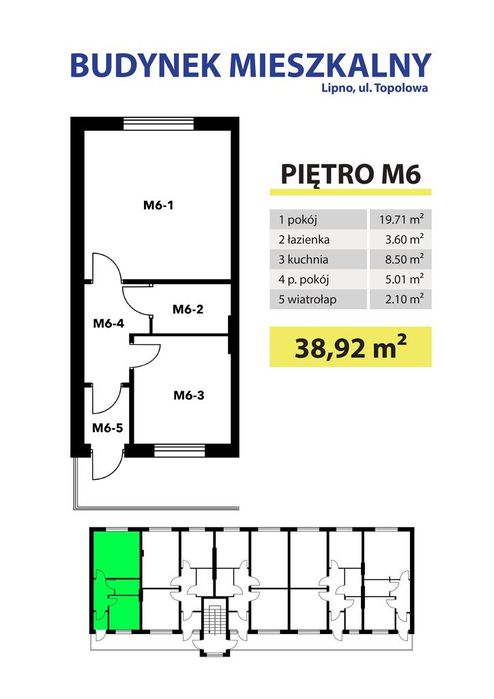 Lokal mieszkalny M6 38,92m2 sprzedaż
