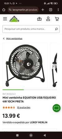 Equation Mini Ventoinha 4W Usb e Isqueiro