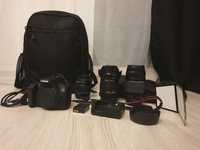 Canon EOS 1300D 18-55mm + 75-300mm + 17-50mm + plecak + statyw