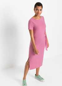 B.P.C różowa sukienka midi z przewiązaniem ^32/34
