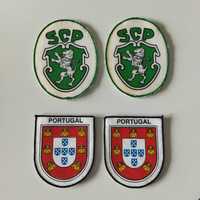 Emblemas vintage em tecido Sporting CP e escudo de Portugal