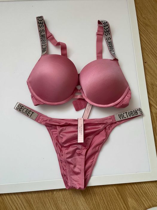 komplet bielizny victoria's secret rose pink new 75B